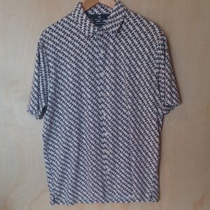 Hart Schaffner Marx Luxury Cotton Short Sleeve Button Up Top Geometric Flower